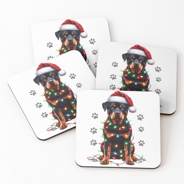 Item preview, Dog Christmas Rottweiler Wrapped with Christmas Lights on Christmas party  designed and sold by BotunPeony.