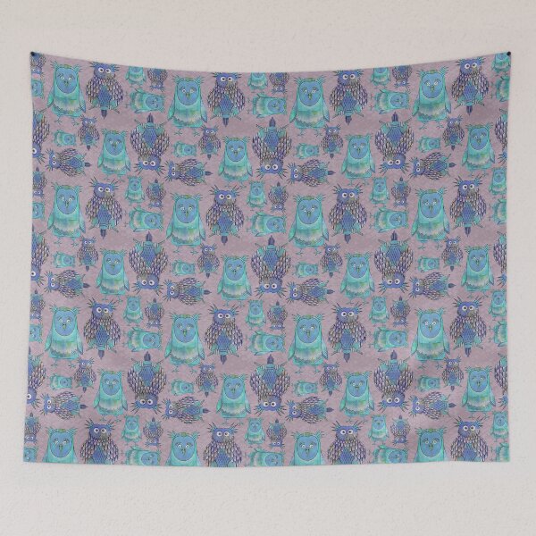 Item preview, Owl Be Right Birds [Blue] designed and sold by Carina Parry Studios.