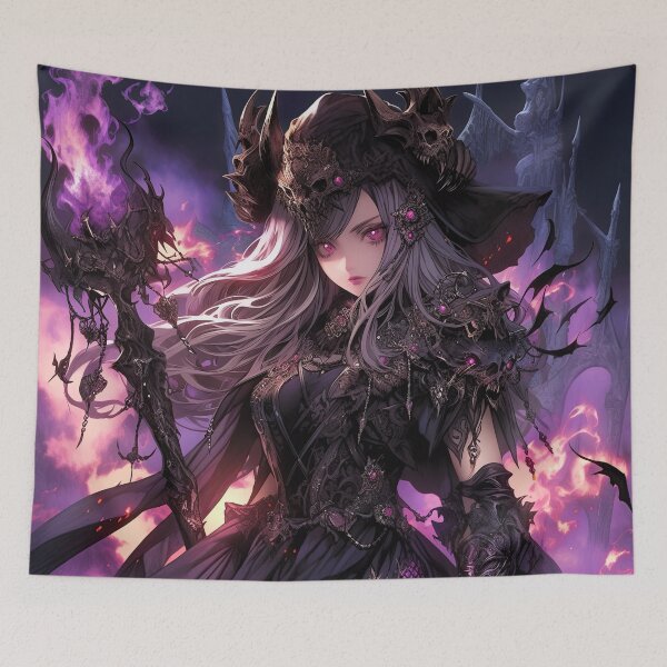 Item preview, Majestic Purple Dark Fantasy Queen Anime Girl designed and sold by bubblegoth.