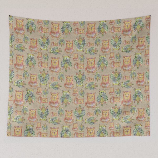 Item preview, Owl Be Right Birds [tan] designed and sold by Carina Parry Studios.