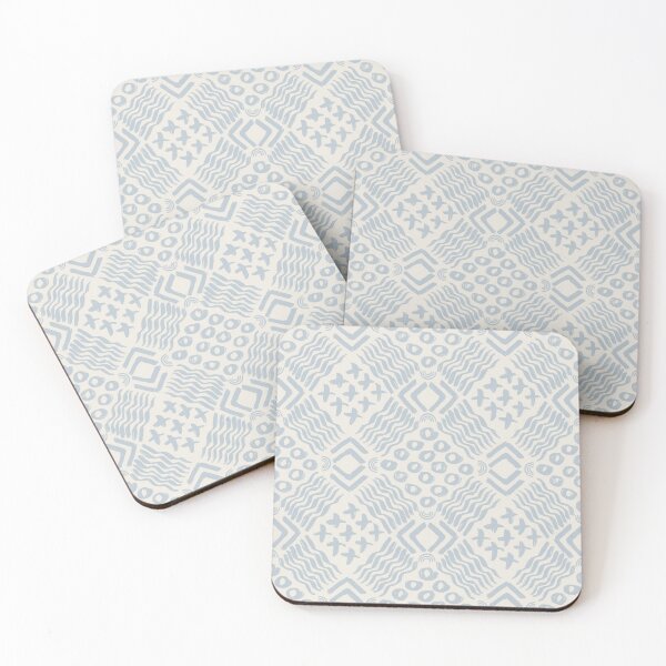 Item preview, Upward Blue and Snowbound White Brush Line Work Mud Cloth Pattern designed and sold by Valerie Englehart.