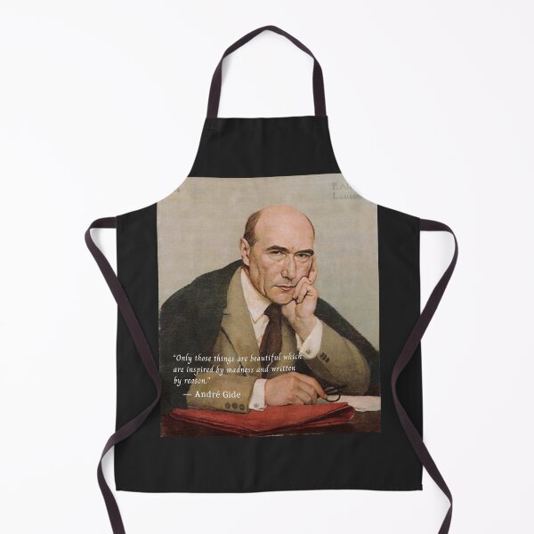 Item preview, André Gide portrait and quote: “Only those things are beautiful which are inspired by madness and written by reason.” designed and sold by artbleed.
