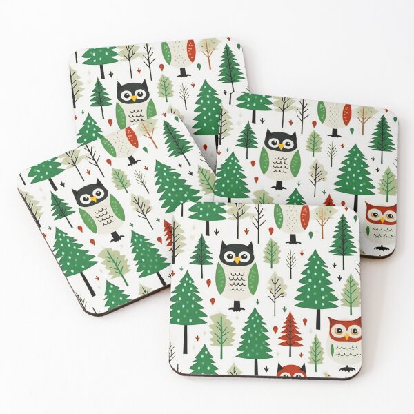 Item preview, Christmas Trees And Whimsical Owls Trendy Modern Pattern designed and sold by DEC02.