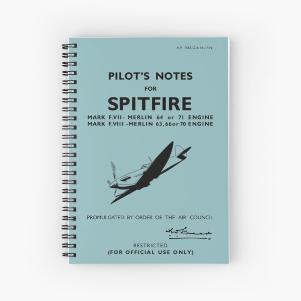 Vista previa del artículo con la obra «Notas del piloto de Supermarine Spitfire», diseñado y vendido por AeroRelics.