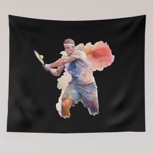 Item preview, Colorful tennis player hits the tennis ball designed and sold by WallGemsArt.