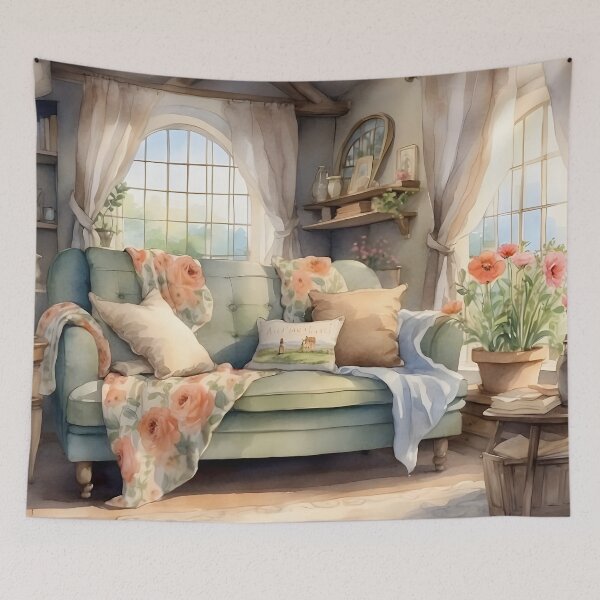 Aperçu de l'œuvre Salon vintage, style cottage anglais. créée et vendue par Jayjaynaenae.