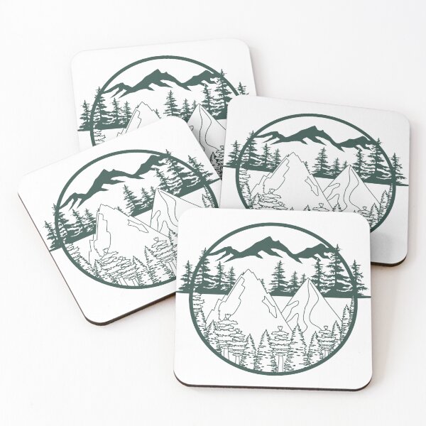 Item preview, wilderness mountain scenery in green and white  designed and sold by PellSilversmith.