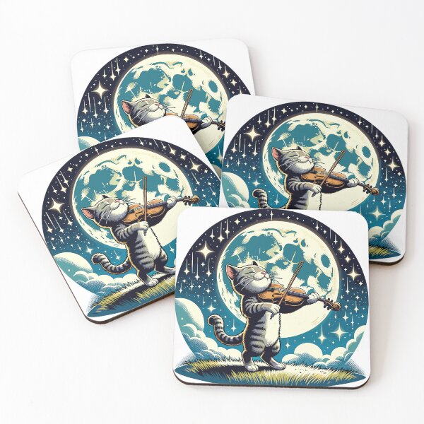 Item preview, Cat plays violin under the moonlight designed and sold by LongIslandDesgn.
