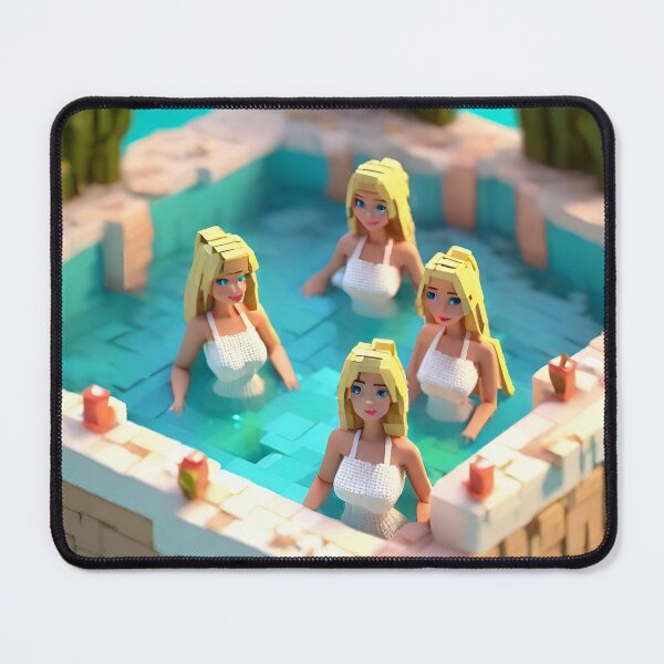 Item preview, four doll looking blonde girls wearing white mini dress partying in jacuzzi designed and sold by thebitsinc.