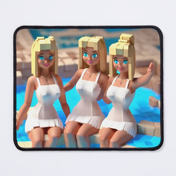 Item preview, three doll looking blonde girls wearing white mini dress partying in jacuzzi designed and sold by thebitsinc.