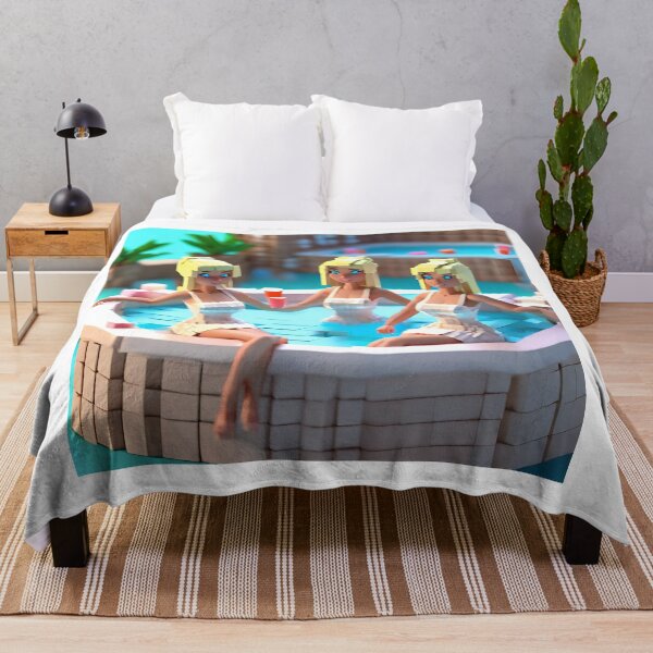 Item preview, three doll looking blonde girls wearing white mini dress partying in jacuzzi designed and sold by thebitsinc.