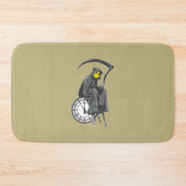 Item preview, banksy grim reaper clock designed and sold by RoleyPoleyHami.