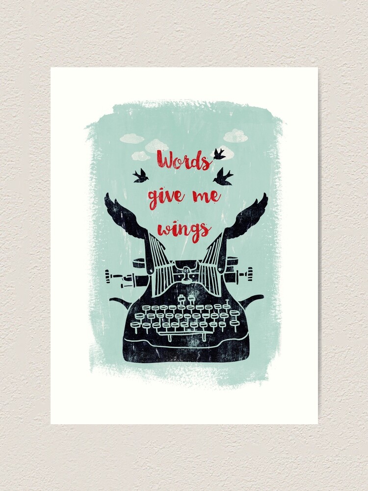 Alternate view of words give me wings Art Print