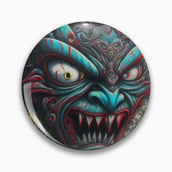 Item preview, Blue Graffiti Demon Face designed and sold by Luna's  Home Decor & Apparel.