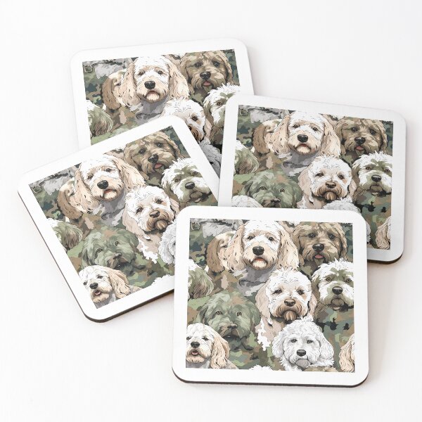 Item preview, Labradoodle in camouflage pattern designed and sold by forget45studio.