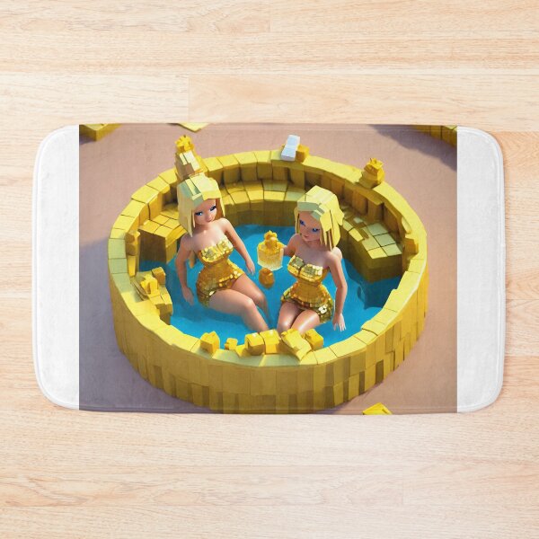 Item preview, doll looking blonde girls wearing golden mini dress partying in a golden jacuzzi designed and sold by thebitsinc.
