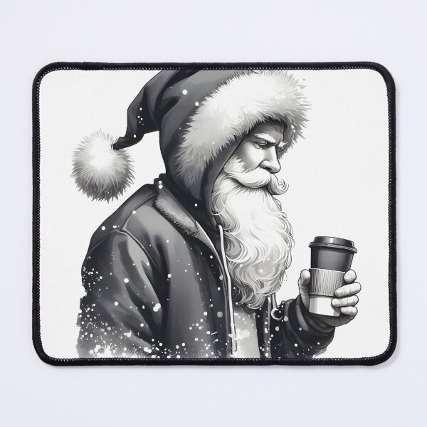 Item preview, Coffee Delight: Black and White Santa Claus PNG | A Warm Smile Against Winter Chills ☕? designed and sold by elisabade.