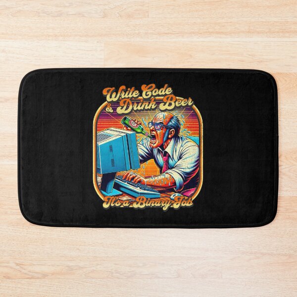 Item preview, Write code & Drink beer, its a binary job. designed and sold by Retro-Rebellion.