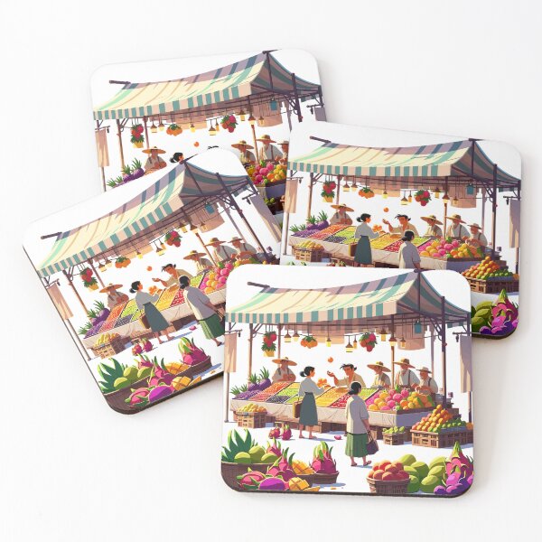 Item preview, Lively market with exotic fruits designed and sold by LongIslandDesgn.