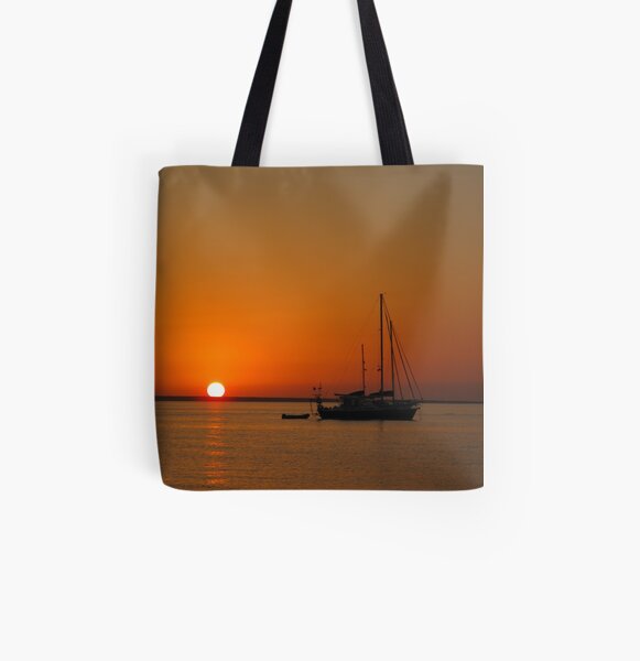 Sailboat at Sunset All Over Print Tote Bag
