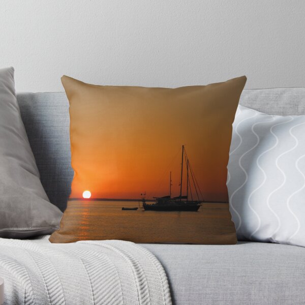 Sailboat at Sunset Throw Pillow