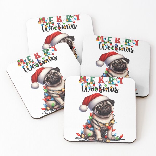 Item preview, Dog Christmas Pug Wrapped with Christmas Lights on Christmas eve  designed and sold by BotunPeony.