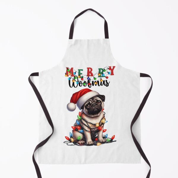 Item preview, Dog Christmas Pug Wrapped with Christmas Lights on Christmas eve  designed and sold by BotunPeony.