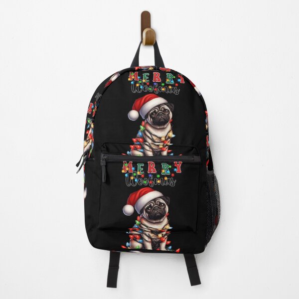 Item preview, Dog Christmas Pug Wrapped with Christmas Lights on Christmas eve designed and sold by BotunPeony.
