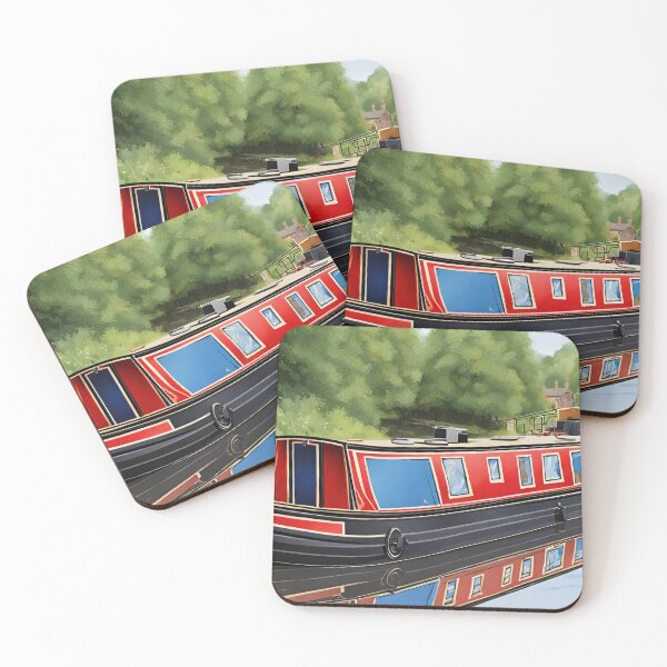 Item preview, Cruising red Narrowboat designed and sold by canal-arts.