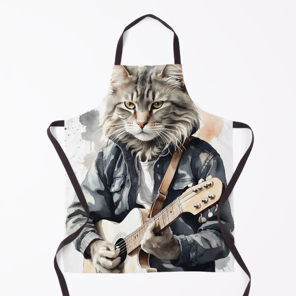 Item preview, Rock Guitarist Cat Watercolor Art designed and sold by ratchawoot.