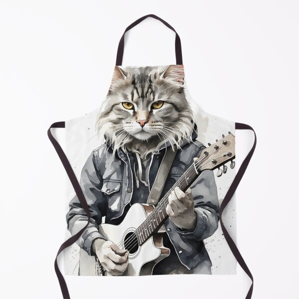 Item preview, Rock Guitarist Cat Watercolor Art designed and sold by ratchawoot.