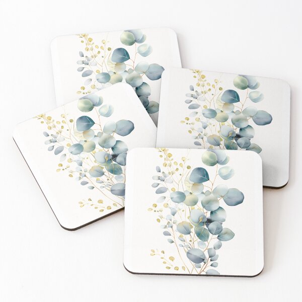 Item preview, Watercolour eucalyptus leaves in soft blue and green designed and sold by Liana-art.