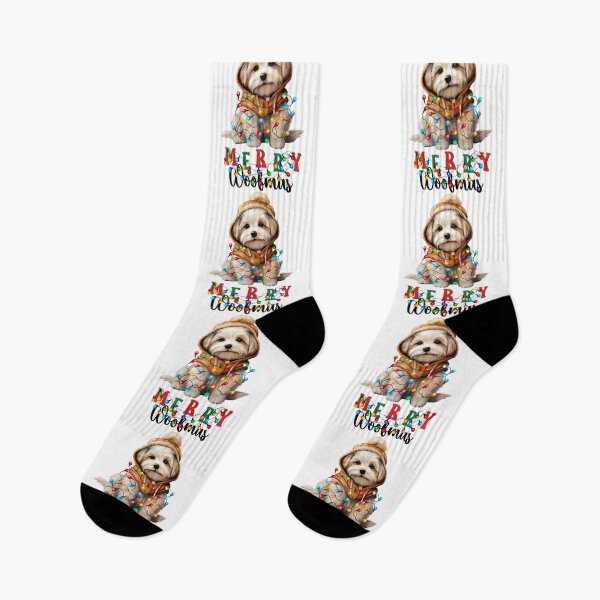 Item preview, Dog Christmas Maltese wrapped with Christmas lights on new year eve designed and sold by BotunPeony.