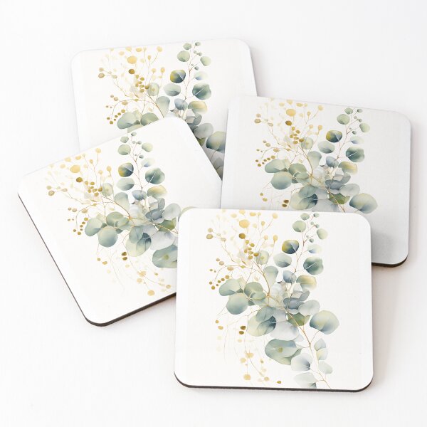 Item preview, Watercolour eucalyptus leaves in shades of green designed and sold by Liana-art.