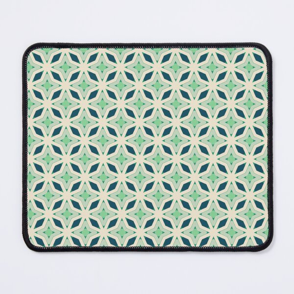 Item preview, Mint Green Stars Clover Leaves Starfish Geometric Mediterranean Arabesque Andalusian Ornamental Pattern designed and sold by PenguinForests.