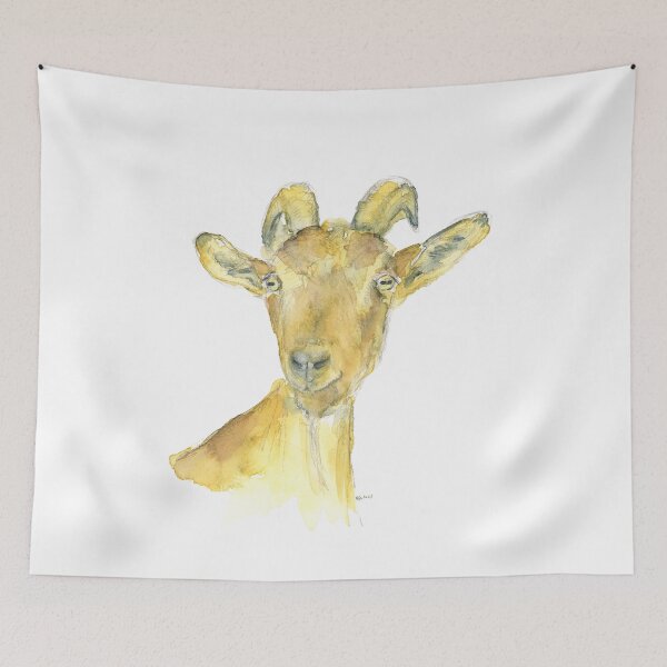 Item preview, Curious goat watercolor painting designed and sold by KarenKaspar.