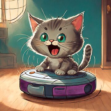 Artwork thumbnail, Vacuum cleaning robot kitten by TBMdesigns