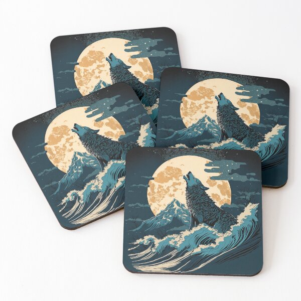 Item preview, Japanese Wolf and Moon designed and sold by AstroRisq.