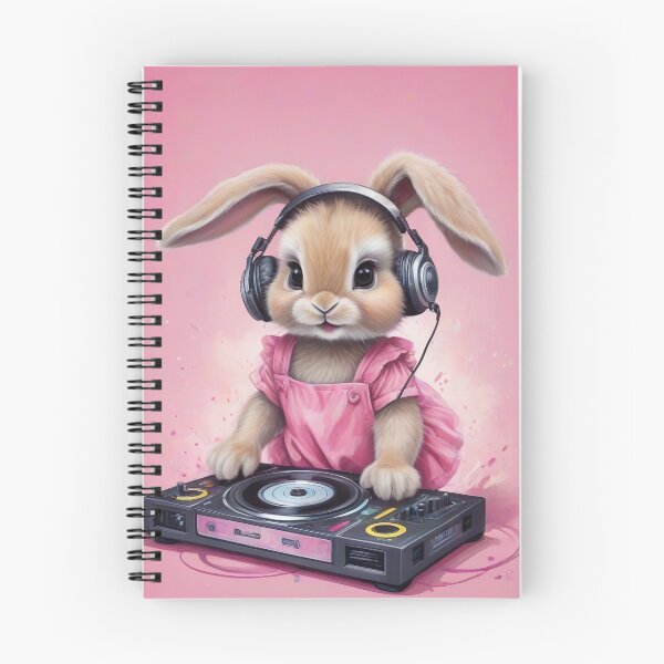 Item preview, Baby rabbit DJ in pink dress designed and sold by Leylita Design.