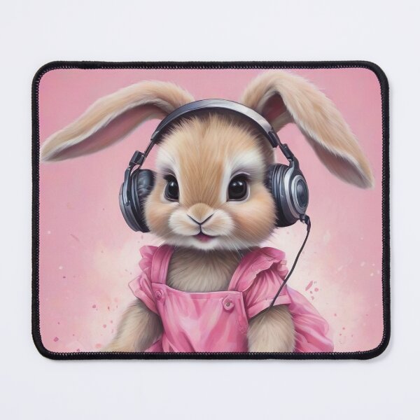 Item preview, Baby rabbit DJ in pink dress designed and sold by Leylita Design.