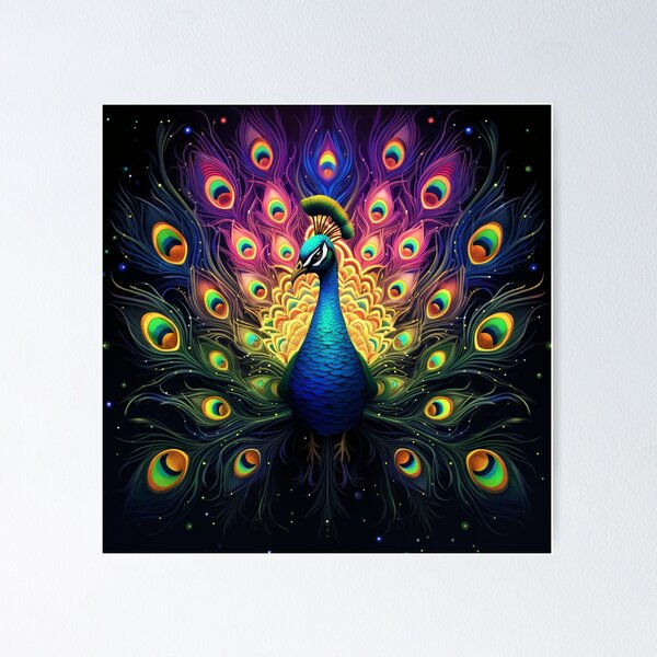 Item preview, Peacock Displaying Neon Art 1 designed and sold by AstroRisq.