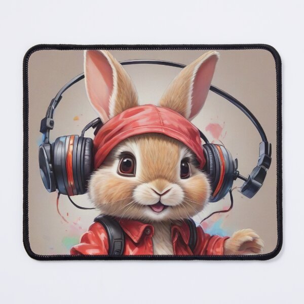 Item preview, Baby DJ rabbit in red jacket designed and sold by Leylita Design.