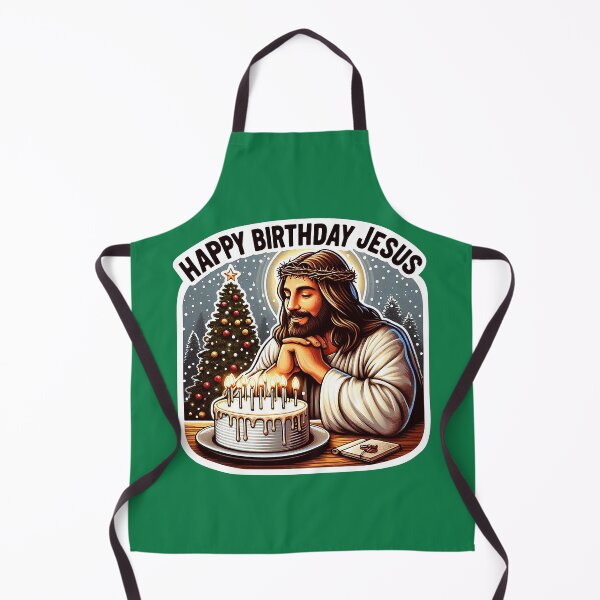 Item preview, Happy Birthday Jesus Make A Wish Birthday Cake Christmas Trees Snowing designed and sold by plushism.