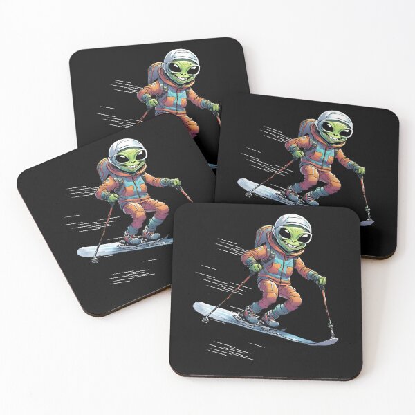 Artikelvorschau, Lustiger süßer Skifahren-Alien-Sci-Fi-Fan-Wintersport-Reise-Ski entworfen und verkauft von BunBuntheDog-.