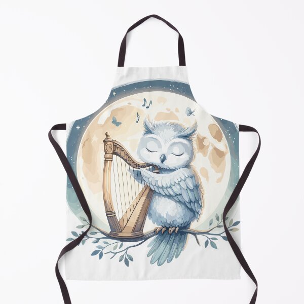 Item preview, Owl plays harp in the moonlight designed and sold by LongIslandDesgn.