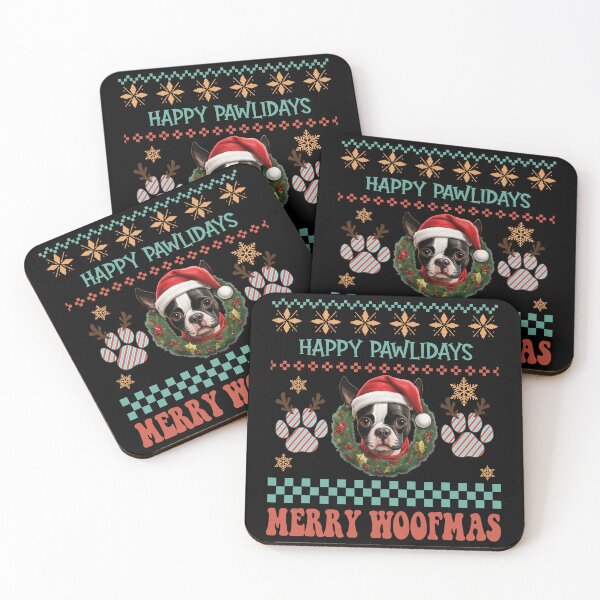 Item preview, "Boston Terrier Happy Pawlidays & Merry Woofmas Ugly Christmas Sweater" designed and sold by Xhevahir.