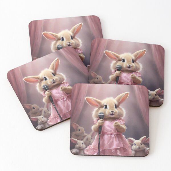 Item preview, Baby rabbit in pink dress singing a song designed and sold by Leylita Design.