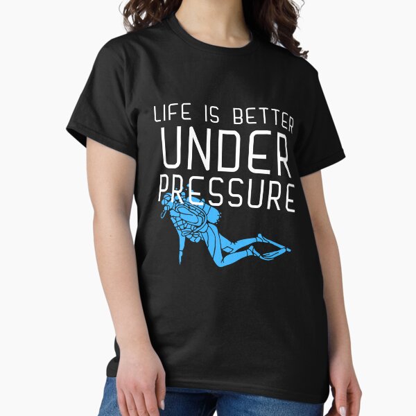 Item preview, "life is better under pressure" funny text for diving lover designed and sold by in-leggings.