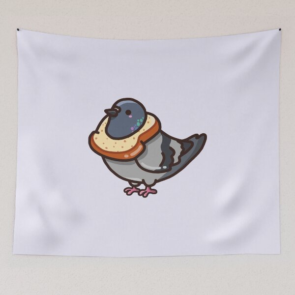 Item preview, Silly Blue Pigeon wearing a slice of bread  designed and sold by Biszkompt.