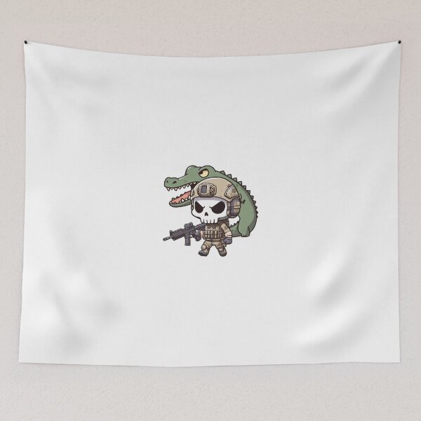 Item preview,  Cute skeleton in tactical gear with crocodile designed and sold by Wxjtecki.